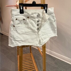 Levi's White Distressed Jean Shorts, Size 25